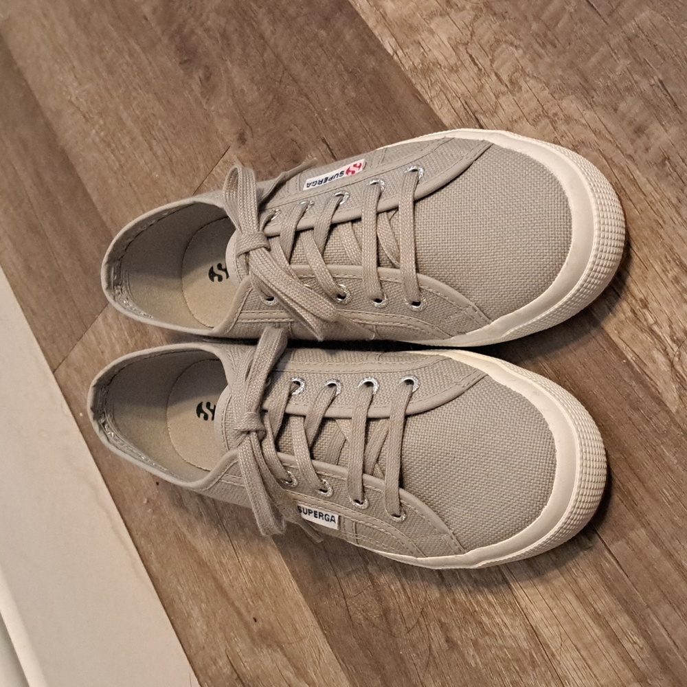 Superga Gray Lace Up Sneakers Size 38